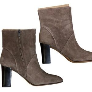 Franco Sarto Brown Suede Ankle Boots Block Heel Zip Sz 8.5 NWOT